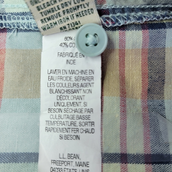 LL BEAN Knee Length Dress Size L Petite Plaid Flannel Button Up Long Sleeve - Picture 3 of 5